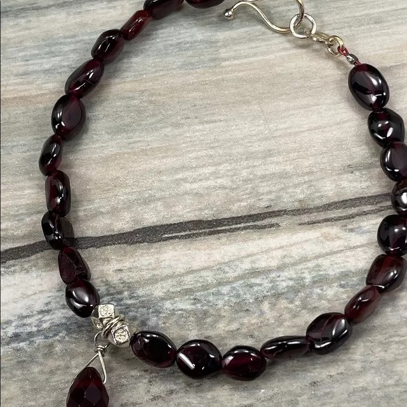 ⭐️Natural Purple Garnet Beaded Bracelet Sterling - Picture 2 of 7
